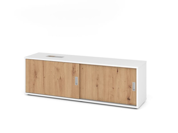 Hammerbacher Sideboard 1751S, 1,5 OH, Weiß / Asteiche, 160x40x52cm, 1 verstellbarer Fachboden, XMST, XDSM, XBHM, XB, V1751S/W/R