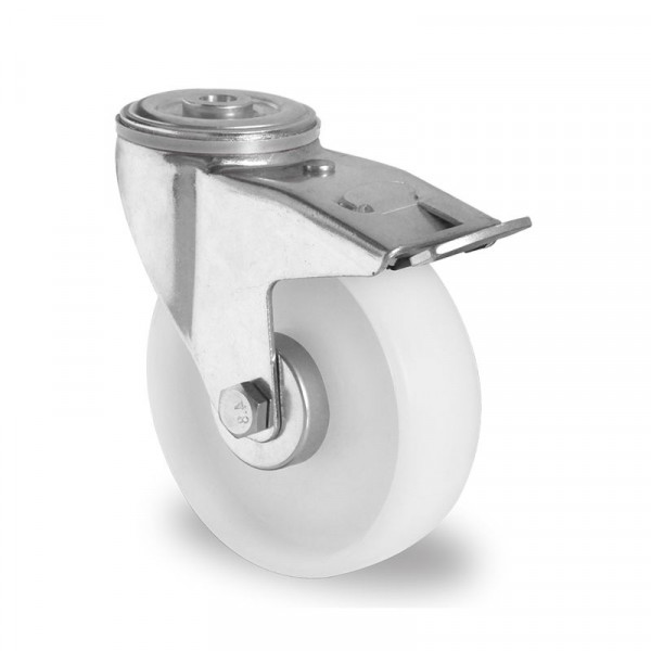 Cascoo Rückenloch-Lenkrolle mit Total-Feststeller, Cascoo Premium, Ø 200 mm, PP, Rollenlager, BPH98W0200P0P0R1W