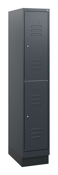 C+P Doppelstöckiger Spind Classic PLUS, Sockel, 1630x300x500mm, 7016/7016, Zylinderschlösser, 0803205-10 S10042