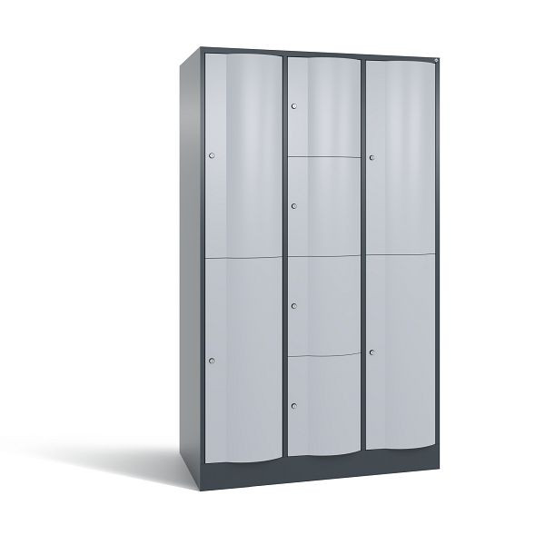 C+P XL-Schließfachschrank Resisto, 3 Abteile, H1950B1148T640mm,Anthrazit/Weißalu, 8070-3732 S10040