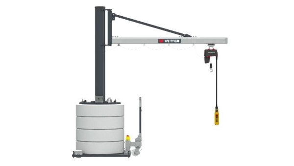 Vetter 125kg, 3,9m, 270°, Mobiler Schwenkkran MOB12-US1,25-3,9 + Elektrokettenzug, MOB12-US1,25-3,9+SIXX1F-BL+V1590