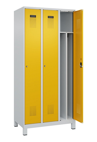 C+P Spind Evolo PLUS, mit Füßen, 3 Abteile, 1950x900x500mm, 7035/1004, Verschluss Zylinderschloss, 049010-30F S10027