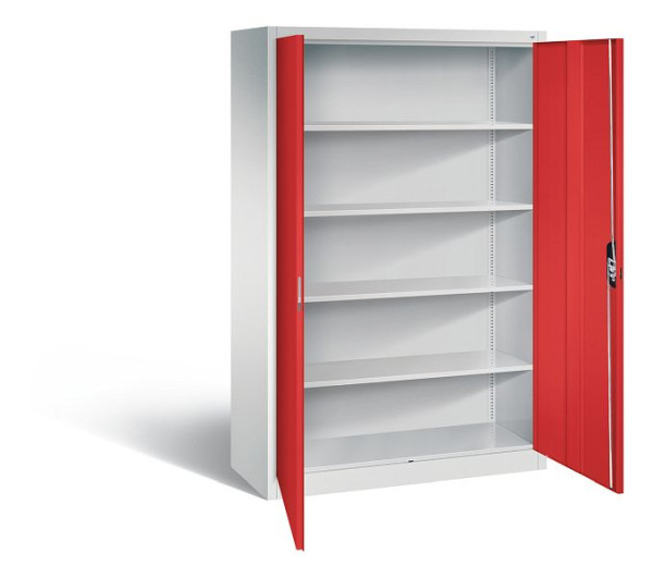 C+P Büroschrank Acurado, H1950xB1200xT500mm, Farbe: Lichtgrau / feuerrot, Muldengriff, 5 OH, 9480-000 S10757