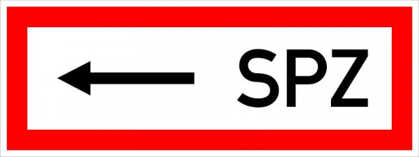 SafetyMarking Hinweisschild für die Feuerwehr, <---- SPZ, BxH 29,7x10,5 cm, Aluminium, 11.2528