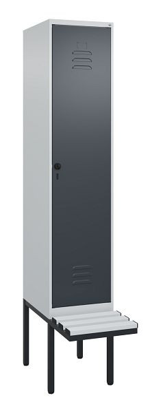 C+P Umkleidespind Classic PLUS, 2120x400x815mm, 7035/7016, Drehriegel, je 2 Doppel-Haken, 0800407-12F S10038