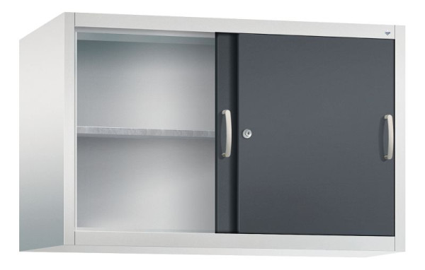 C+P Aufsatzschrank Acurado, H790xB1200xT500mm, Farbe: Lichtgrau / Schwarzgrau, Bügelgriff, 2 OH, 2055-09 S10038
