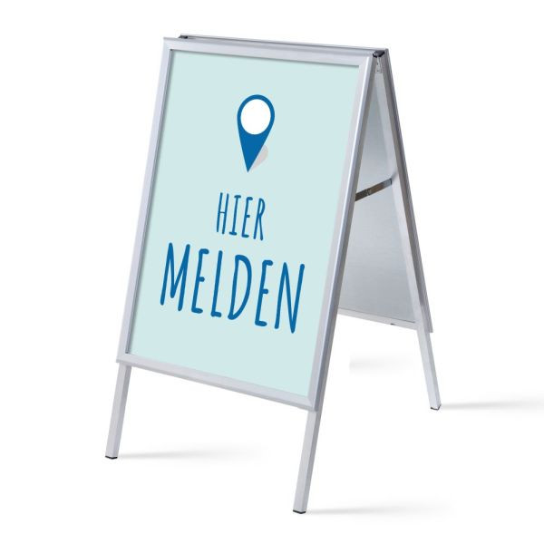 Showdown Displays Kundenstopper A1 Komplettset Hier Anmelden Blau Niederländisch, ZPA1G32MEI256