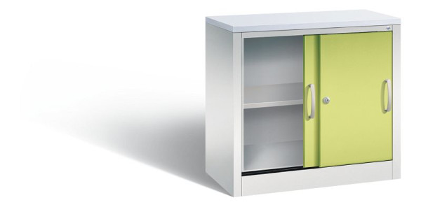 C+P Sideboard mit Schiebetüren Acurado, H720xB800xT400mm, Farbe: Lichtgrau / Viridingrün, Bügelgriff, 2 OH, 5722-00 S10344