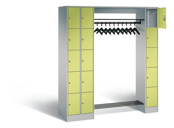 C+P Offene Garderobe Serie 8070, H1950xB2100xT480mm, Farbe: Weißaluminium / Viridingrün, 80730-00 S10338