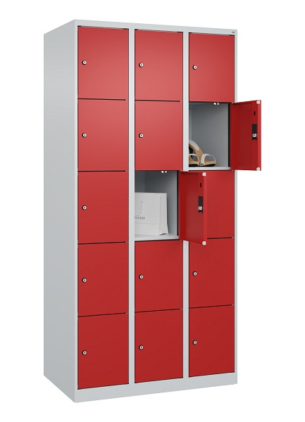 C+P Schließfachschrank Evolo PLUS, 15 Fächer, 1850x900x500mm, 7035/3000, 049000-305 S10003