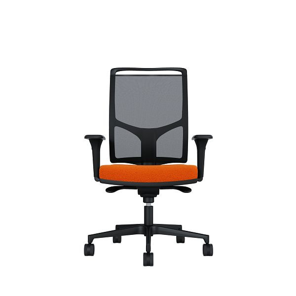 Bisley Bürodrehstuhl Zed, Schwarzes Kunststoff, Höhenverstellbare Armlehnen, Fußkreuz und Armlehnen aus Kunststoff, NE0119 orangebraun, ZEDKSLSNE0119