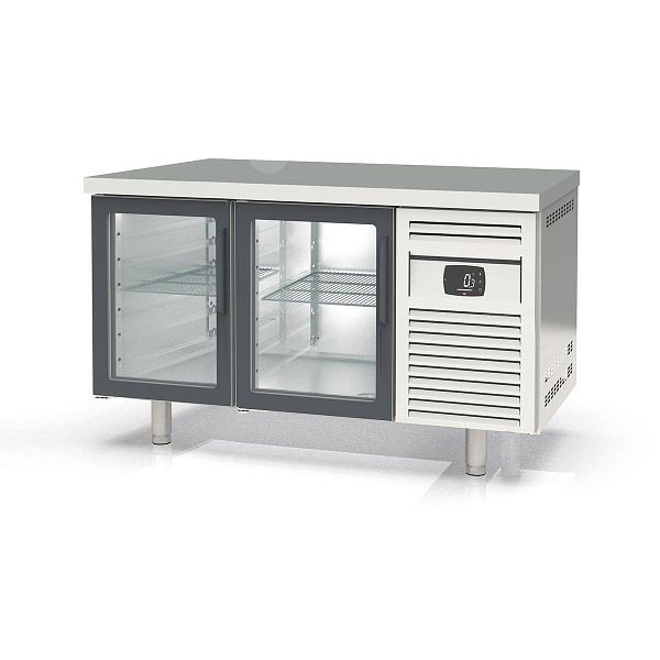 Vaiotec TOPLINE Bäckerei Kühltisch / 2-fach EN 60x40 mit 2 Glastüren, 1495 x 800 mm, 11779