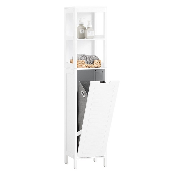 SoBuy Badezimmerschrank mit zwei Fächern Weiß 30x30x145 cm, Funktional, BZR123-W