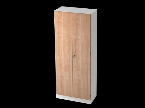 Hammerbacher Garderobenschrank 5OH, Sockelblende, Streifengriff Weiß/Nussbaum, 80x42x200,4 cm (BxTxH), V6200/W/N/SG
