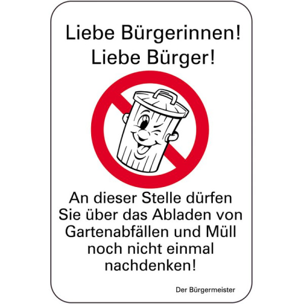 Stein HGS Sonderschild, Liebe Bürgerinnen!, Liebe Bürger!, 400 x 600 mm, 15087