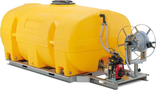 Cemo Bewässerungssystem BWS 130-PE, FA 600 l, M-Pumpe 130, Benzin mit SW und Haspel schwenkbar, gelb RAL 1018, 10927