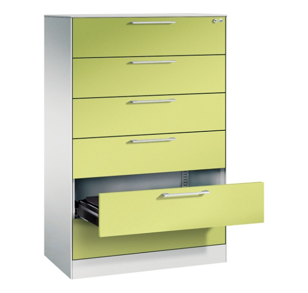 C+P Karteischrank Asisto, H1310xB800xT435mm, 7035/0024, 5 Schubladenblenden, 146023-623 S10165