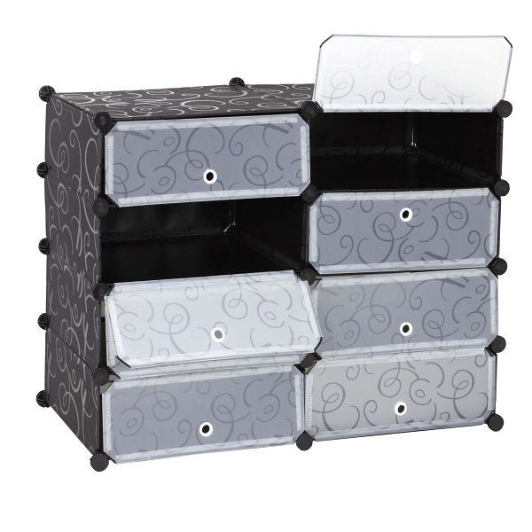 Mendler Schuhschrank HWC-B66, Schuhablage Schrank Steckregal Aufbewahrung, 8 Fächer 73x92x36cm, schwarz, 60604