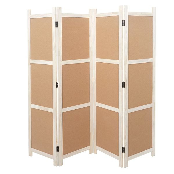 Mendler Paravent HWC-G52, Raumteiler Trennwand Sichtschutz, Pinnwand Kork, braun, 4 Panele 166x160cm, 69454