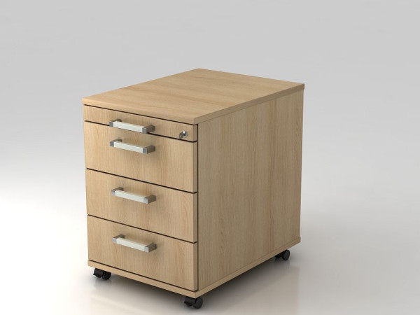 Hammerbacher Rollcontainer 58cm, 3 Schübe, Schloss Chromgriff Eiche, 42,8x58x59 cm, 1/3/3/3 HE, VAC30/E/E/CE