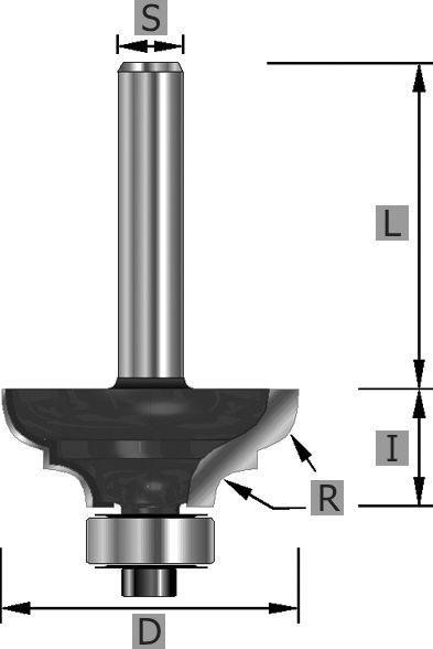 Edessö MultiProfilfräseräser HW mit Kugellager, A: 31,8, R: 4,8, B: 14,3, C: 8, 115731808