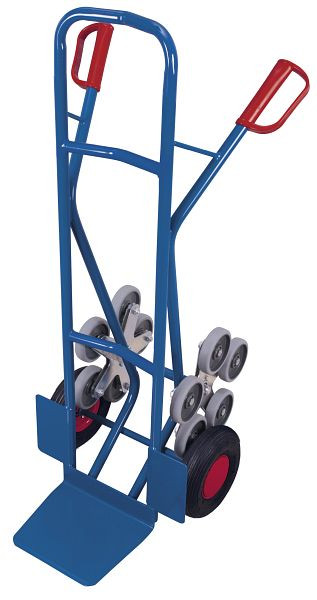 VARIOfit Treppenkarre mit 2 fünfarmigen Radsternen, Außenmaß: 610 x 705 x 1.310 mm, RAL 5010 enzianblau, Radsatz: Luftbereifung, sk-1301