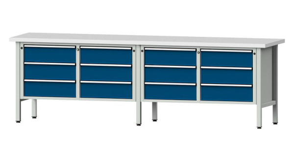ANKE Werkbänke Kastenwerkbank, Modell 108 V, 2800 x 700 x 890 mm, RAL 7035/5010, KSP 40 mm, 301.449