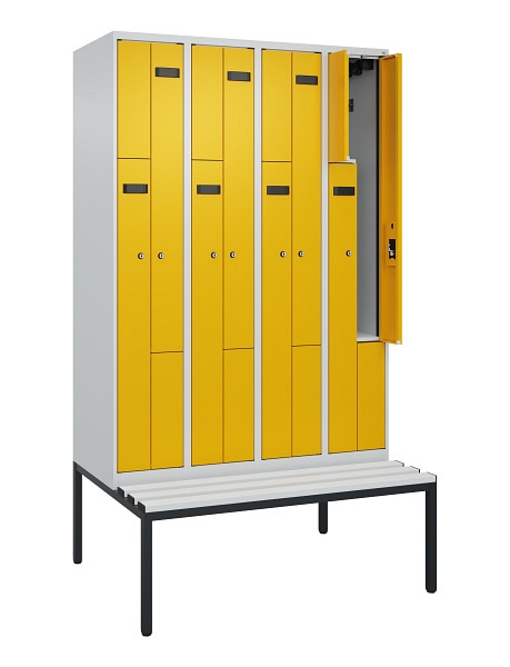 C+P Z-Spind Evolo PLUS, 8 Fächer, 2120x1200x815mm, 7035/1004, Zylinderschloss, Material Sitzfläche Kunststoff, Sitzbank, 0490537-408 S10075
