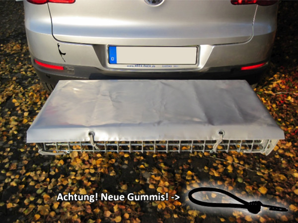 Heck-Pack Allzweck-Abdeckplane, Farbe Silber, inkl. Expandergummis für Heckträger der Größe 1000 x 500 mm, 900368