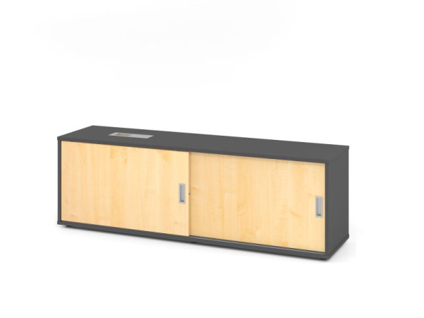 Hammerbacher Sideboard 1751S, 1,5 OH, Graphit / Ahorn, 160x40x52cm, 1 verstellbarer Fachboden, XMST, XDSM, XBHM, XB, V1751S/G/3