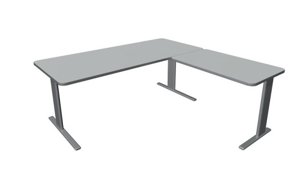 Kerkmann Schreibtisch Unic B 1800 x T 800 x H 750 mm, Anbauelement 1000 x 600 mm, lichtgrau, 11334511