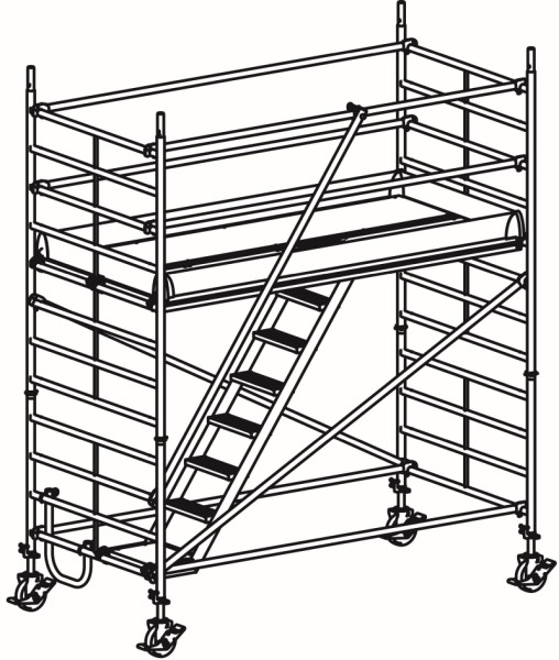 HYMER Treppen-Fahrgerüst, Bühnenlänge 2,95 m, Rahmenteilbreite 1,50 m, Reichhöhe 4,40 m, 857304