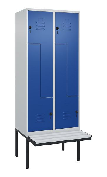 C+P Z-Spind Classic PLUS, Bank, 4 Abteile, 2120x800x815mm, 7035/5010, Drehriegel, 0800437-224 S10033