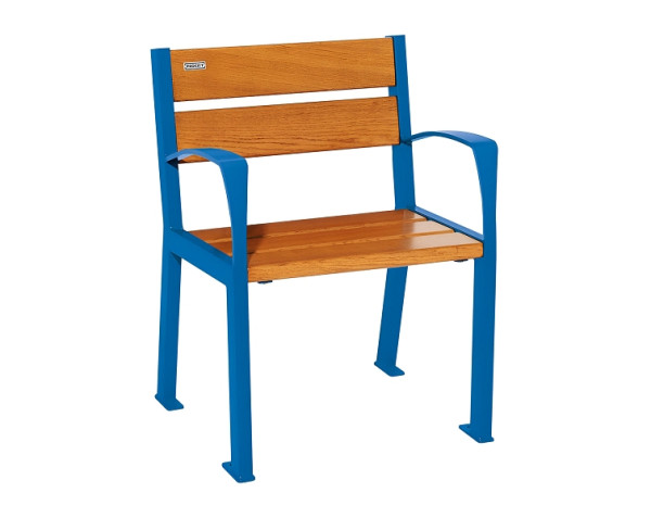 Procity Stuhl Silaos 5 Holzlatten, Mit Armlehne, Holz & Stahl, helle Eiche/RAL 5010, 209510.5010.CHEC