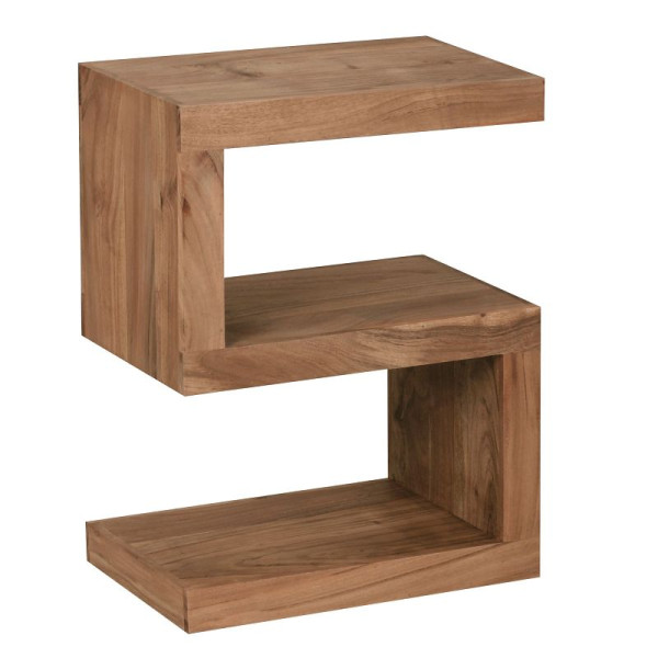 Wohnling Beistelltisch MUMBAI Massivholz Akazie S Cube 60 cm hoch, Design braun Landhaus-Stil, WL1.431