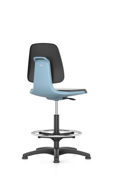bimos Arbeitsstuhl Labsit mit Gleiter, Sitzhöhe 520-770 mm, PU-Schaum, Sitzschale blau, 9121-2000-3277