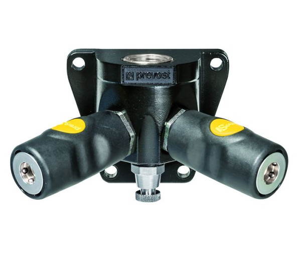 Prevost Rohrleitungsdose mit Innengewinde-2 Kupplungen und Ablass-Profil ARO 210-Durchgang 6 mm, Eingang G 3/4, Ausgang 2 Kupplungen=ASI 06, ASI 068104WK