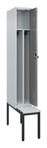 C+P Spind Evolo PLUS, 1 Abteile, 2120x300x815mm, 7035/0004, Haken 4, Drehriegel, Sitzfläche Kunststoff, Sitzbank, 0490507-10F S10069