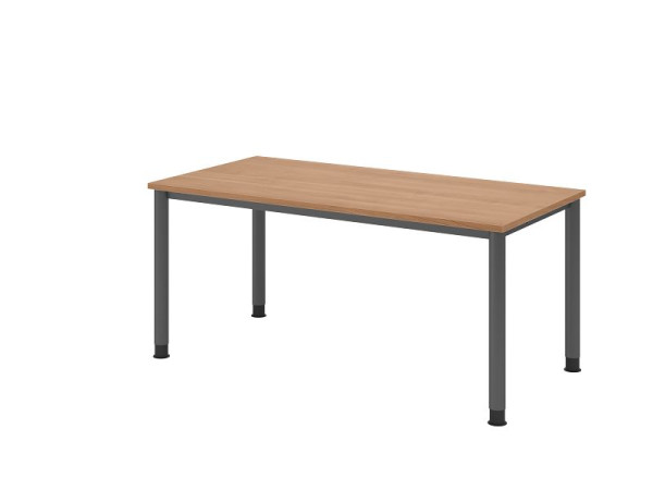 Hammerbacher Schreibtisch HS16, 160 x 80 cm, Platte: Nussbaum, 25 mm dick, 4-Fuß-Gestell in Graphit, Arbeitshöhe 68,5-81cm, VHS16/N/G