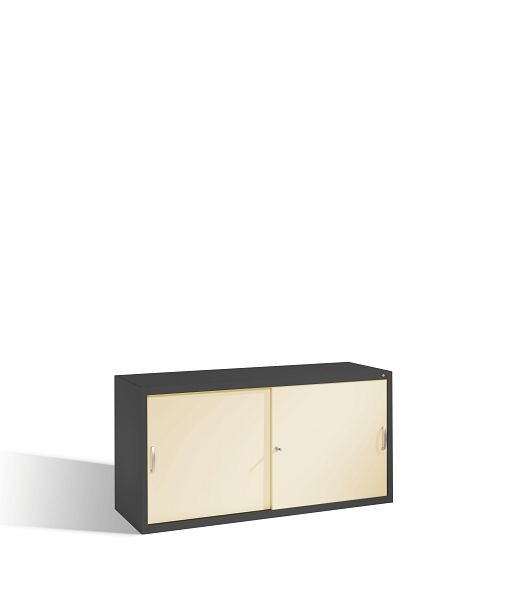 C+P Aufsatzschrank Acurado, H790xB1600xT500mm, Farbe: Schwarzgrau / Perlweiß, Bügelgriff, 2 OH, 2155-00 S10065