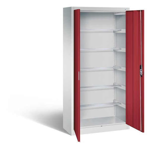 C+P Büroschrank Acurado, H1950xB930xT400mm, Farbe: Lichtgrau / Rubinrot, Muldengriff, 9260-600 S10155
