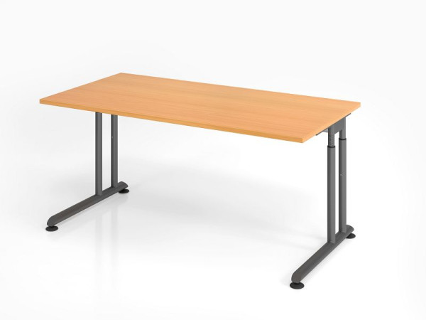 Hammerbacher Schreibtisch ZS16, 160 x 80 cm, Platte: Buche, 25 mm dick, ABS-Dickkante, Rechteckform, Graphit, VZS16/6/G