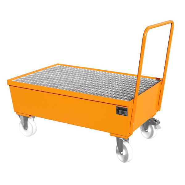 STEIN HGS Fahrbare Auffangwanne AW-F, 3mm Stahlblech, für 200l-Fässer, 225 Liter, RAL 2000 gelborange, lackiert, 2 x 200 Liter Fass, 79204.0007