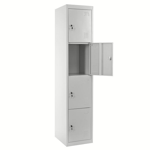 Mendler Schließfach Boston T163, Schließfachschrank Wertfachschrank Spind, Metall 180x38x45cm, grau, 43330