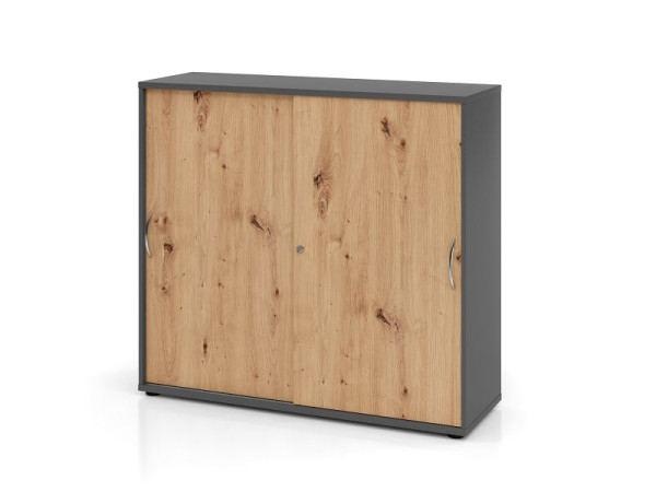 Hammerbacher Schiebetürschrank 3OH 120cm BM Graphit/Asteiche, V1753S/G/R/BM