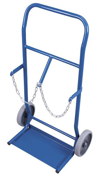 VARIOfit Stahlflaschenkarre für 2 Flaschen a 10 Ltr. Inhalt, Außenmaße: 565 x 370 x 1.045 mm, RAL 5010 enzianblau, fk-1000