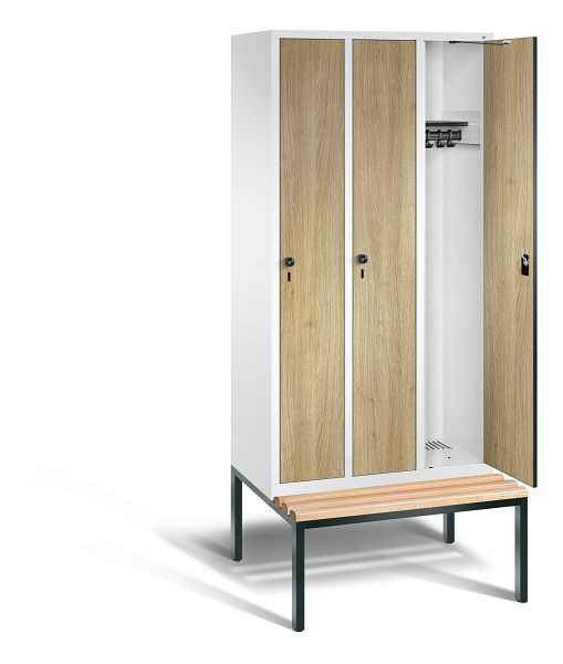 C+P Garderobenschrank Evolo, H2090xB900xT815mm, Farbe: Verkehrsweiß / Dekor Eiche Sereno, 48050-30 S10504