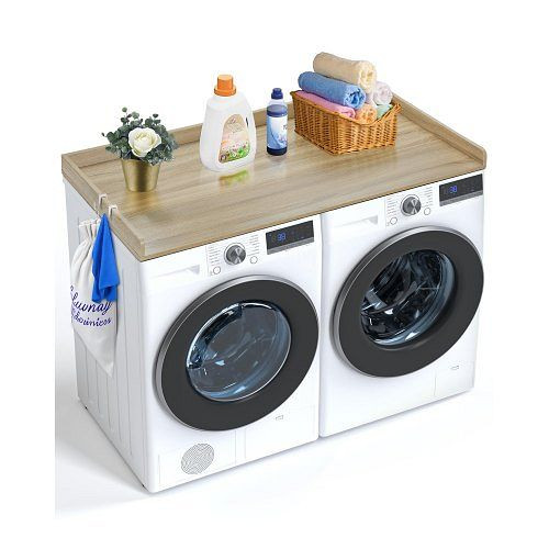 VEVOR Holzarbeitsplatte für Waschmaschine/Trockner, 1370x700x69mm, wasserabweisend, Anti-Rutsch, Eichenfarbe, XYTM54INCHXM3W0PHV0