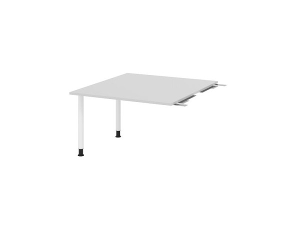 Hammerbacher Verkettungsplatte VKT, Farbe Tischplatte: Grau, Platte: 1200 x 1300 x 25 mm, Rundrohr-Fuß Weiß, Arbeitshöhe: 720 - 740 mm, VKT12C/5/W