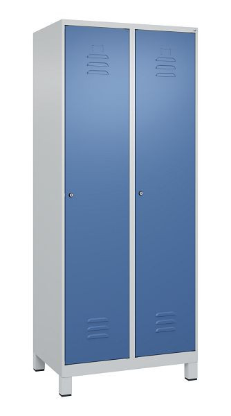 C+P Umkleidespind Classic PLUS, Füße, 2 Abteile, 1950x800x500mm, 7035/5023, Zylinderschlösser, 080010-22 S10020